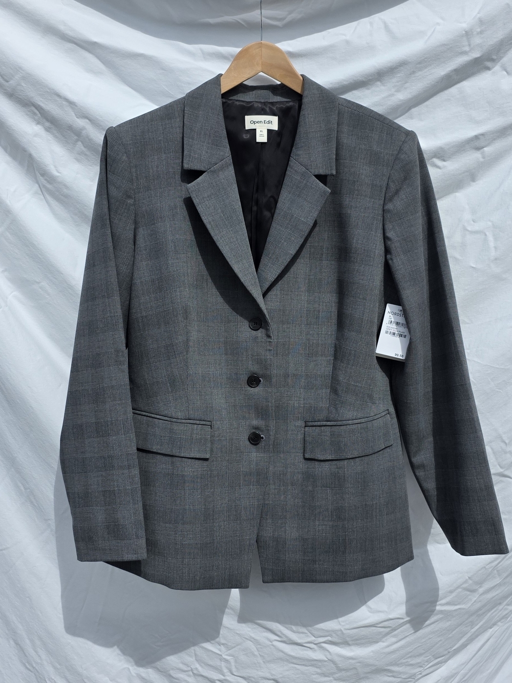 Open Edit Size XL Gray Plaid Women's Blazer NWT!